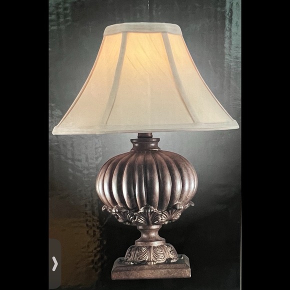 Hampton Bay Mini Accent Table Lamp Silk Shade Brushed Nickel 16" Classic Elegant - Picture 1 of 4